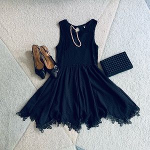 Free People Black Sheer A-Line Dress
